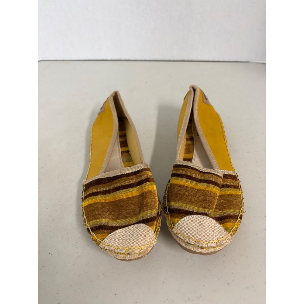 I.D. Required Womens Yellow Striped Espadrille Flats Shoes Star Sole Size 8M‎